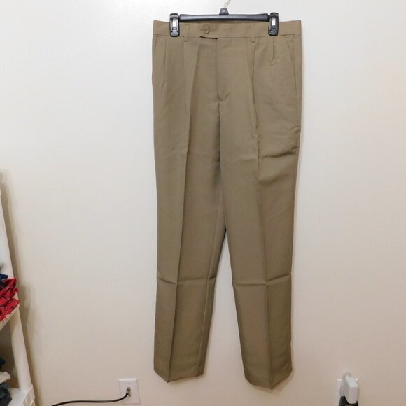 𝅺HABAND 02 Beige Pleated Front Lined Dress Pants - Slacks - Size 32 - 34 - Picture 1 of 2